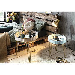 Pegane Table d'appoint ronde métal - Gris bleu bronze