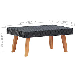 vidaXL Table basse de jardin 70x50x33 cm - Résine Tressée - Noir pas cher