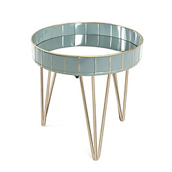 Pegane Table d'appoint ronde métal - Gris bleu bronze