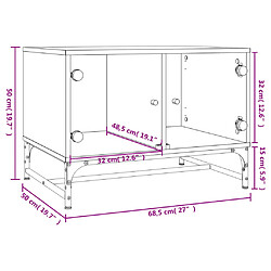vidaXL Table basse avec portes en verre blanc 68,5x50x50 cm pas cher