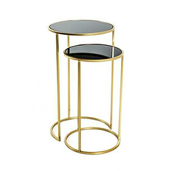 Pegane Lot de 2 tables d'appoint gigognes - Or/noir