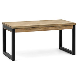 DS Meubles iCub Strong ECO Table basse relevable - Bois de pin massif - Pieds en acier - Finition vintage - 100 x 50/62 cm