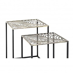 Pegane Lot de 2 tables d'appoint carrées - Noir et bronze
