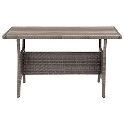 vidaXL Table jardin 120x70 - Résine tressée grise