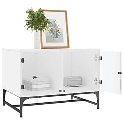 Acheter vidaXL Table basse avec portes en verre blanc 68,5x50x50 cm