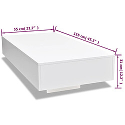 vidaXL Table basse blanc brillant pas cher