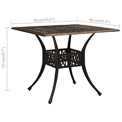 vidaXL Table jardin 90x90 - Aluminium bronze pas cher