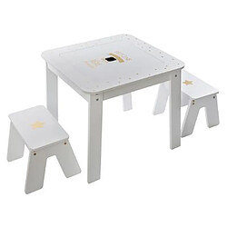 Pegane Ensemble table et 2 chaises - Multicolore