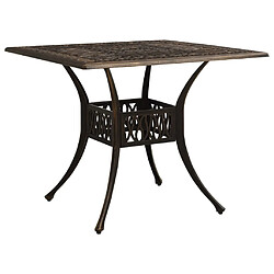 vidaXL Table jardin 90x90 - Aluminium bronze Table de jardin - Aluminium coulé - 90 x 90 x 73 cm - Trou pour parasol