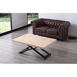 Pegane Table basse relevable - Chêne naturel/métal noir