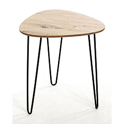 Pegane Table d'appoint carrée - Noir et chêne clair