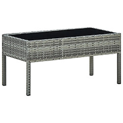 vidaXL Table de jardin - Gris 75x40x37 cm - Résine tressée