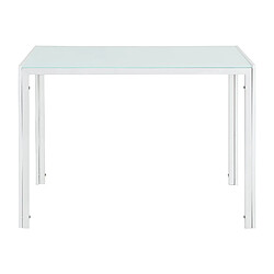 Helloshop26 Table de salle à manger cuisine salon verre pieds acier 105 cm blanc 03_0006261