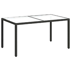 vidaXL Table de jardin 150x90x75 cm - Verre trempé et résine tressée - Noir
