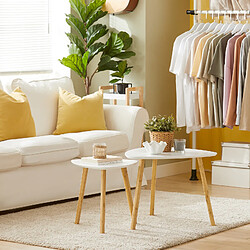 SoBuy FBT74-W Set de 2 tables basses gigognes