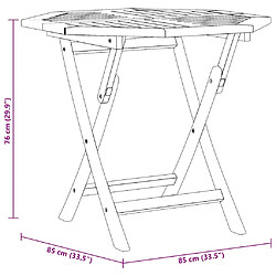 VIDAXL Table pliable de jardin teck 85x85 cm pas cher