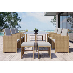 CONCEPT USINE Florida Salon de jardin 10 places - Naturel