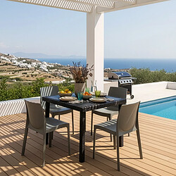 Grand soleil table repas + 4 chaises - Gris