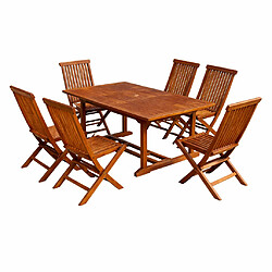 Concept Usine Table de jardin rectangulaire et 6 chaises en teck huilé LUBOK