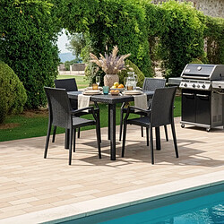 Grand soleil Table à manger avec 4 chaises - Noir