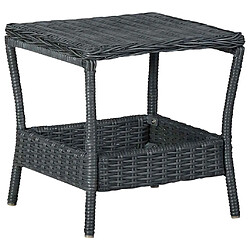 vidaXL Table de jardin - Gris foncé - 45x45x46.5 cm Table de jardin - Résine tressée robuste - Acier enduit de poudre - Design compact