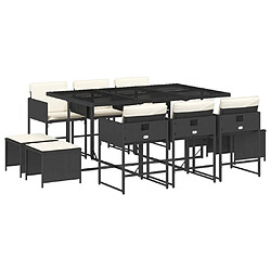 VIDAXL Ensemble 11 pcs noir résine tressée