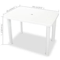 vidaXL Table de jardin 101x68x72 cm - Plastique - Blanc pas cher