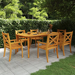 vidaXL Table de jardin 200x100 cm Acacia Solide Table de jardin - Bois d'acacia - Conception à lattes - Pieds diagonaux - Dimensions 200 x 100 x 75 cm