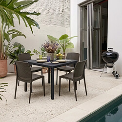 Grand soleil ensemble table + 4 chaises - Marron