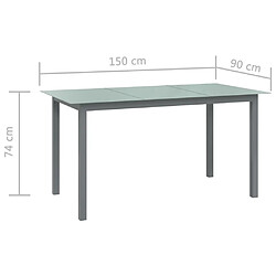 vidaXL Table de jardin - Gris clair 150x90x74 cm - Aluminium pas cher