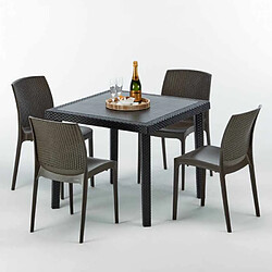 Grand soleil ensemble table + 4 chaises - Marron