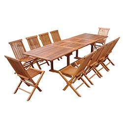Concept Usine Table de jardin rectangle 10 places et 10 chaises en teck huilé LUBOK