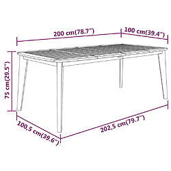 vidaXL Table de jardin 200x100 cm Acacia Solide pas cher