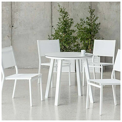 HEVEA Salon de jardin California - Blanc Salon de jardin aluminium et textilène - 1 table + 4 chaises - Blanc