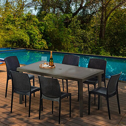 Grand soleil Table rectangulaire poly rotin - Marron