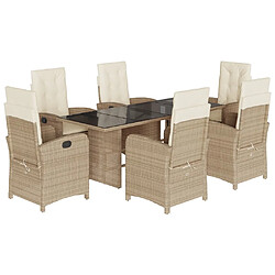 vidaXL Ensemble à dîner poly rotin - Beige