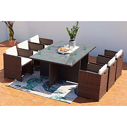 Concept Usine Table et chaises 6 places encastrables résine marron-blanc MIAMI