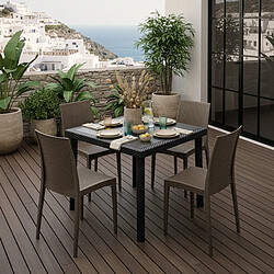 Grand soleil set table 4 chaises - Marron