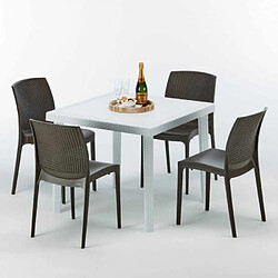 Grand soleil Ensemble table et 4 chaises - Marron
