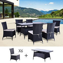Mes Salon de jardin 6 places - Noir et beige