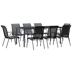 VidaXL Ensemble 9 pcs Noir