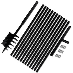 vidaXL Bêche et Tarière 180 mm + Rallonge