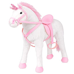 vidaXL Licorne en peluche XXL - Blanc et rose