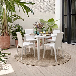 Grand Soleil Table Carrée avec 4 Chaises - Blanc