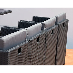 Acheter Concept Usine Table et chaises 12 places encastrables en résine noir-gris MIAMI