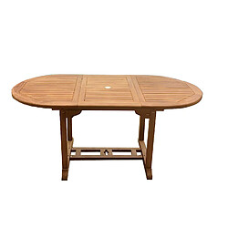 Concept Usine Table de jardin ovale extensible en teck brut 6 personnes KAJANG