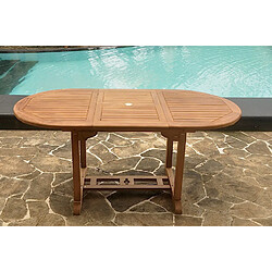 Concept Usine Table de jardin ovale extensible en teck brut 6 personnes KAJANG