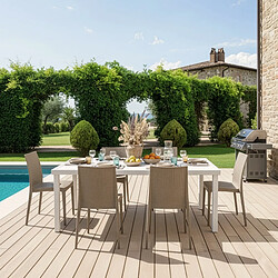 Grand Soleil Set de Table Rectangulaire Blanche + Chaises