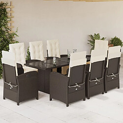 vidaXL Ensemble à dîner 9 pcs - Marron