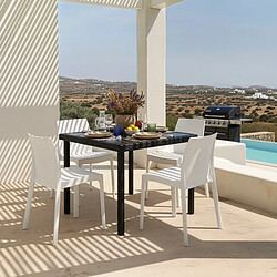 Grand soleil Table à manger + 4 chaises - Blanc
